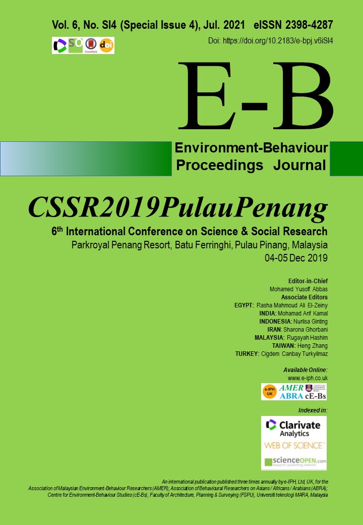 					View Vol. 6 No. SI4 (2021): Jul. Special Issue No. 4. CSSR2019PulauPinang, 04-05 Dec 2019
				