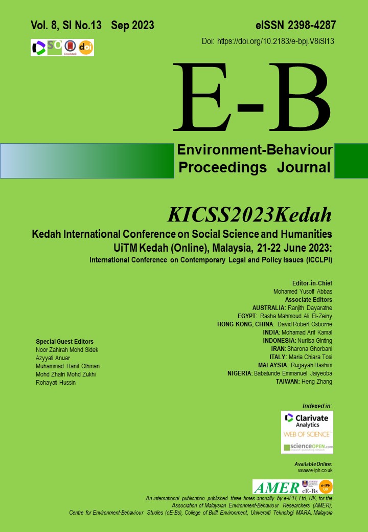					View Vol. 8 No. SI13 (2023): Sep. Special Issue No. 13. KICSS2023Kedah: International Conference on Contemporary Legal and Policy Issues (ICCLPI), Kedah, Malaysia
				