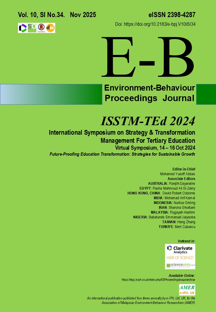 					View Vol. 10 No. SI34 (2025): Nov. ISSTM-TEd 2024, International Symposium on Strategy & Transformation Management For Tertiary Education, Virtual Symposium, 14 – 16 Oct 2024 (Draft)
				