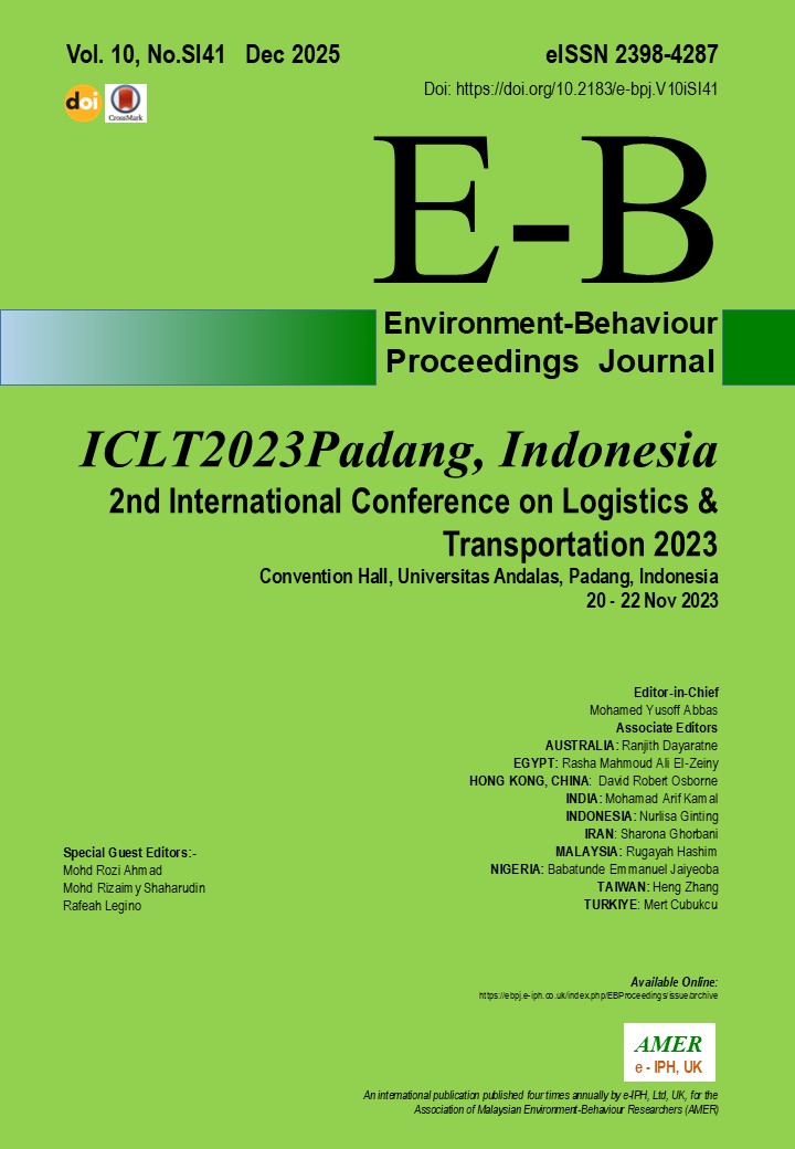 					View Vol. 10 No. SI41 (2025): Dec. 2nd International Conference on Logistics & Transportation 2023, ICLT2023, Convention Hall, Universitas Andalas, Padang, Indonesia, 20-22 Nov 2023  
				